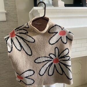 Floral Knit Sweater Vest - Cream & Black, Stylish & Goes with Everything